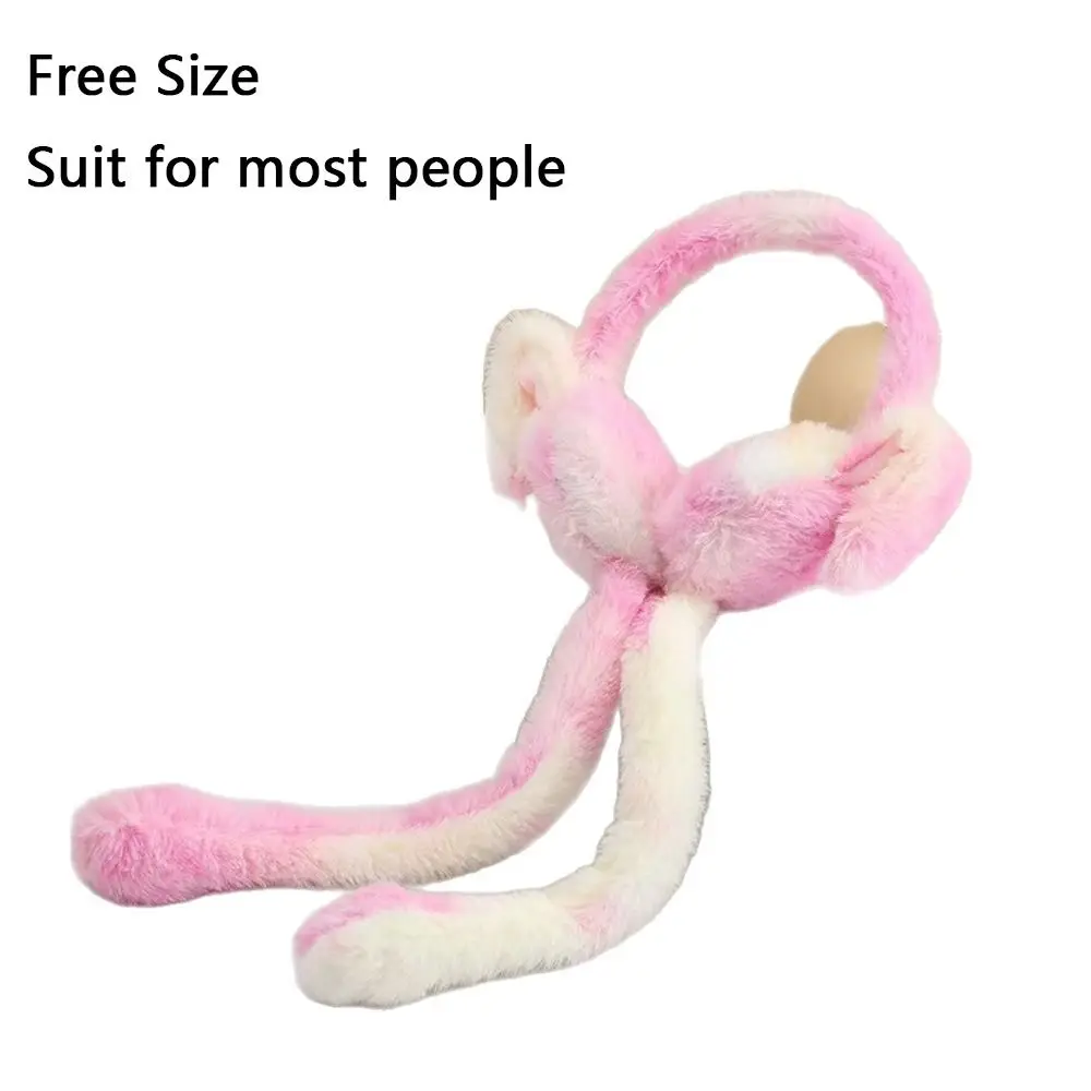 Creative Rabbit Ear Muffs Colorful Soft Ear Protection Cover Moving Jumping Ears Ear Warmer for Women Girls