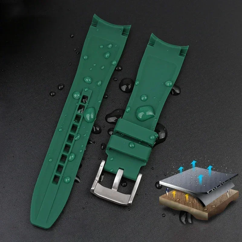 20 ミリメートル 22 ミリメートルゴム時計バンドシチズン用セイコー湾曲した端ユニバーサルリストバンドオメガ男性女性スポーツ時計ブレスレット