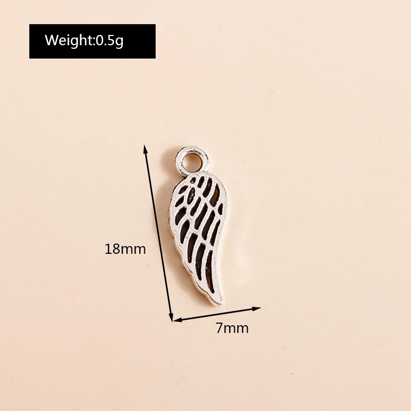 Leslie 50 Stück 7*18mm Antik-Silber-Plattierte Mini-Feder-Charms für Ohrringe, Armbänder, Halsketten-Anhänger, DIY-Schmuckherstellung – Detail 1