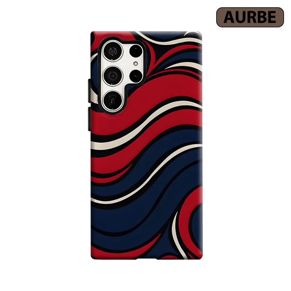 Retro Wave Scroll Phone Case For Samsung Galaxy S26 S25 S24 S23 Ultra Plus HD Hard Double Layer Film Cover