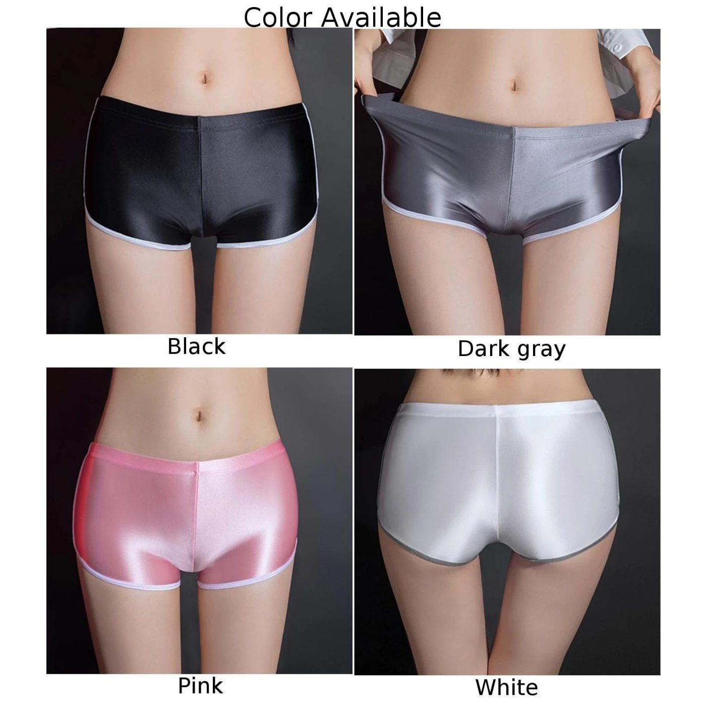 Women Sexy Oil Shiny Glossy Safe Panties Underwear For Ladies Elastic Stretch Side Stripe Smooth Safety Shorts Pants