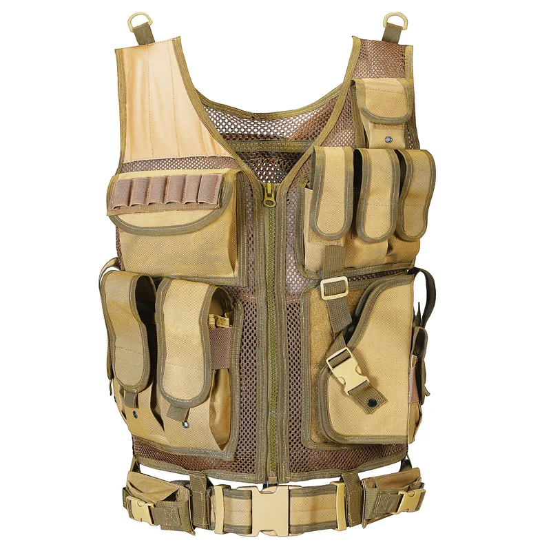 2024 Military Tactics Outdoor Training Breathable Vest Police Special Police Duty Molle Live Cs Air Gun Colorful Bullet Clothing