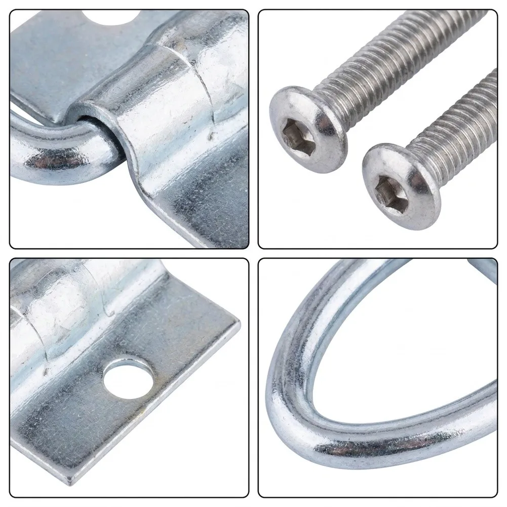 Recessed D Ring Floor Anchor Kit 8pcs for Truck Trailer RV Van Cargo Tie Down System Flush Mount Design Silver Galvanized