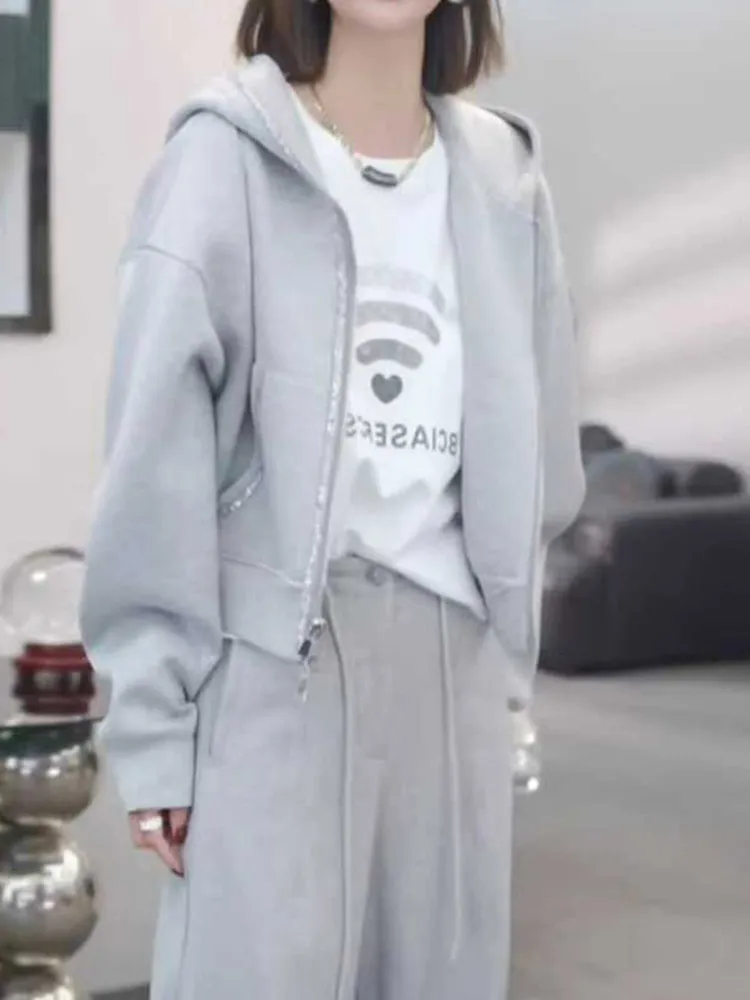 

Casual Faion Long Sve Толстовка с капюшоном на молнии Кардиган Верхняя одежда Антивозрастной Lazy Sle Женское пальто премиум-класса для поездок на работу Sle