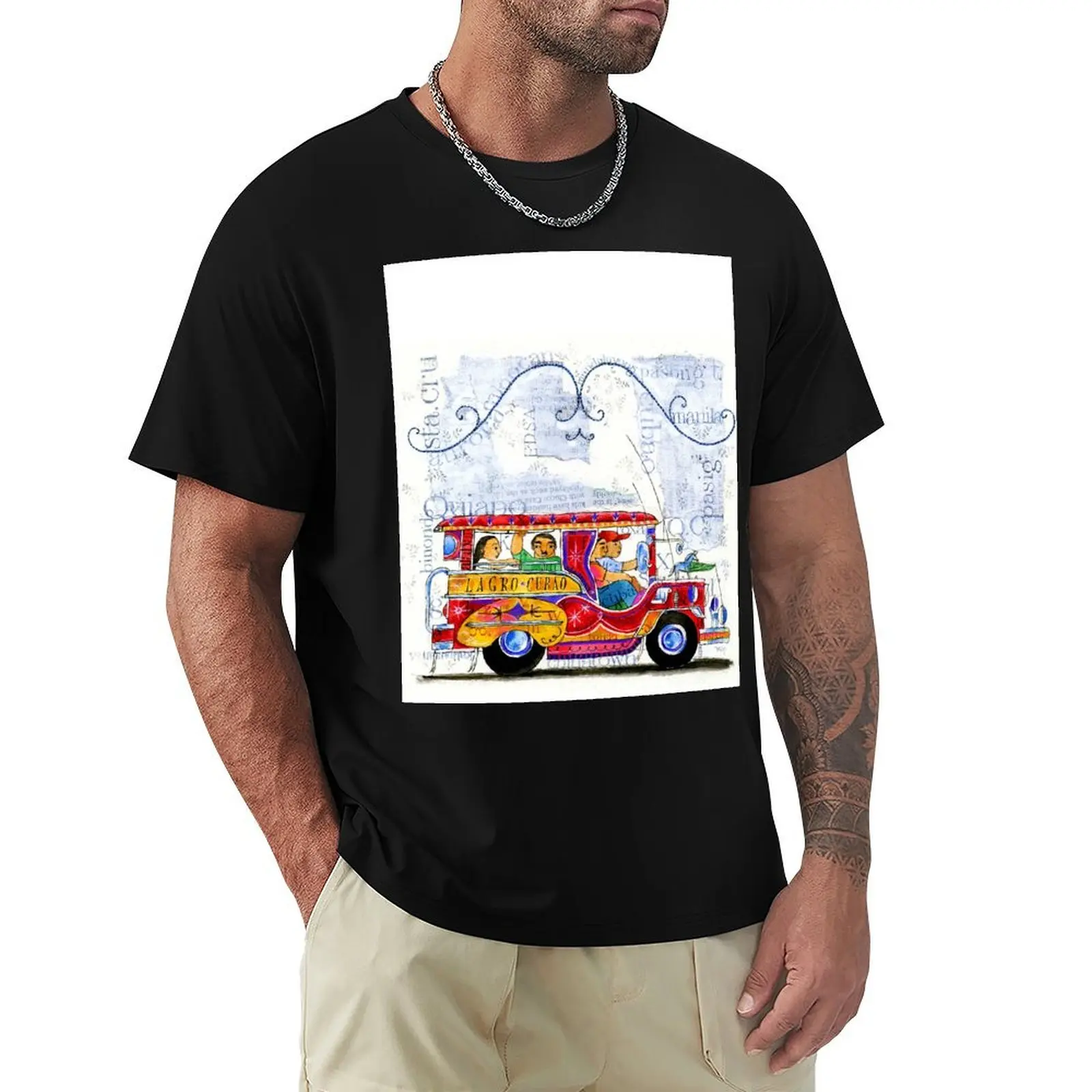 Manila jeepney ride illustration by robert alejandro T-Shirt Christmas Casual Tee Shirt