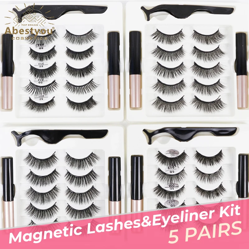 

Abestyou 3D 5pairs Soft Natural Effect Magnetic Eyelashes Reutilizables Cils Magnetique Lash Case Eyelash Lifting Kit Bulk Items