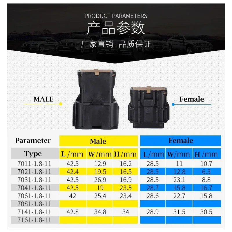 1SET 1/2/3/4/6/8 Automotive Harness Waterproof Connector 1.8 Series  Male and Female  0.2-1.0mm2