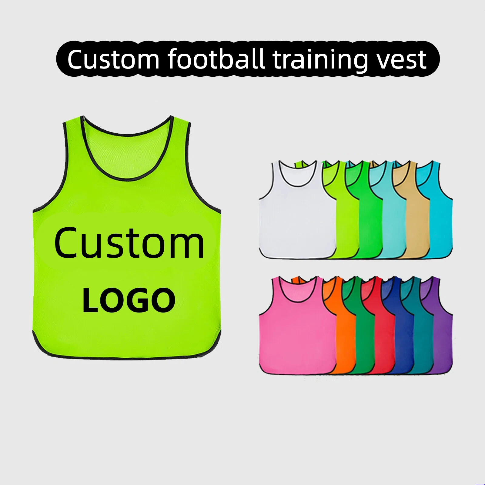 12Pcs Soccer Training Vest Breathable Football Bibs Scrimmage Pinnies Kids Youth Adult Team Practice Sports Jersey Mesh Pinnies