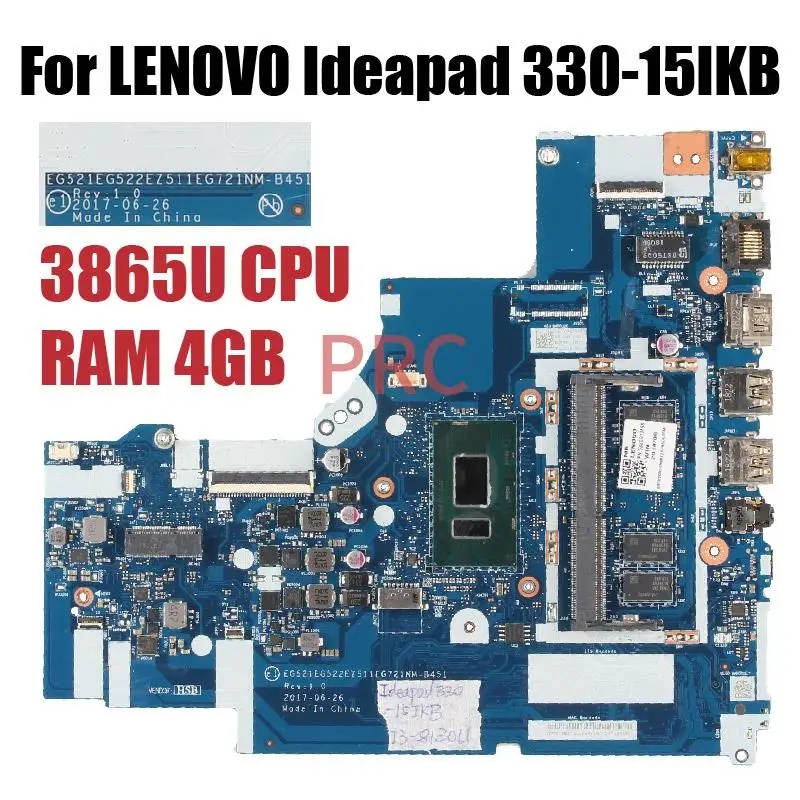 New! 5B20R19898 For LENOVO Ideapad 320-15IKB 330-15IKB 330-17IKB Laptop Motherboard NM-B451 I3 I5 I7 4G DDR4 Notebook Mainboard