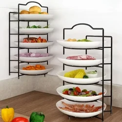 Kitchen Storage Shelf Multilayer Metal Shelves Wall-mounted Dish Storage Rack Kitchen Table Top Organizer Preparation Dish Rack