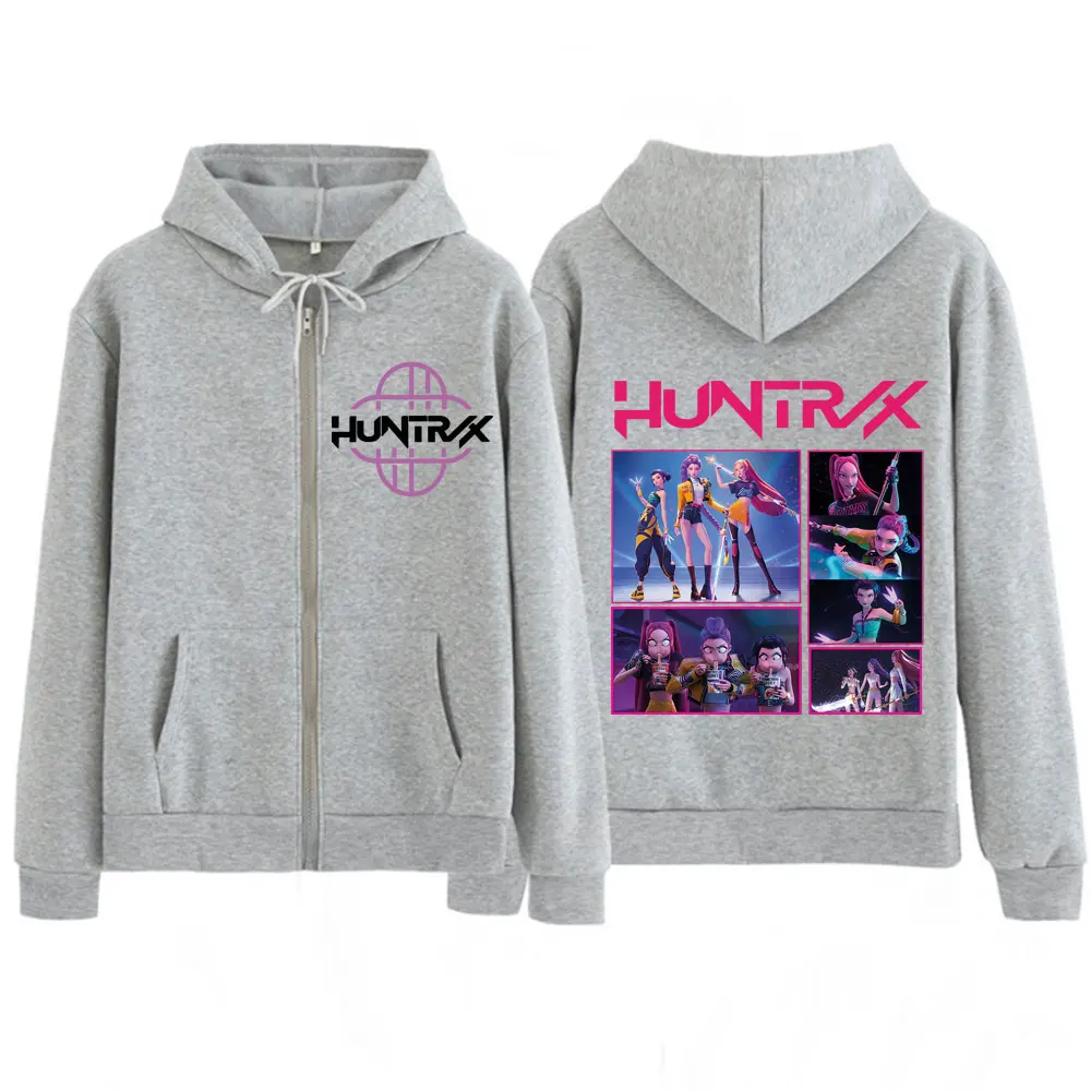 KPop شيطان الصيادين Huntrix موضة طباعة قلنسوة بسحاب الرجال النساء الجمالية الاتجاه سترة سميكة عادية زمم البلوز مروحة الهدايا