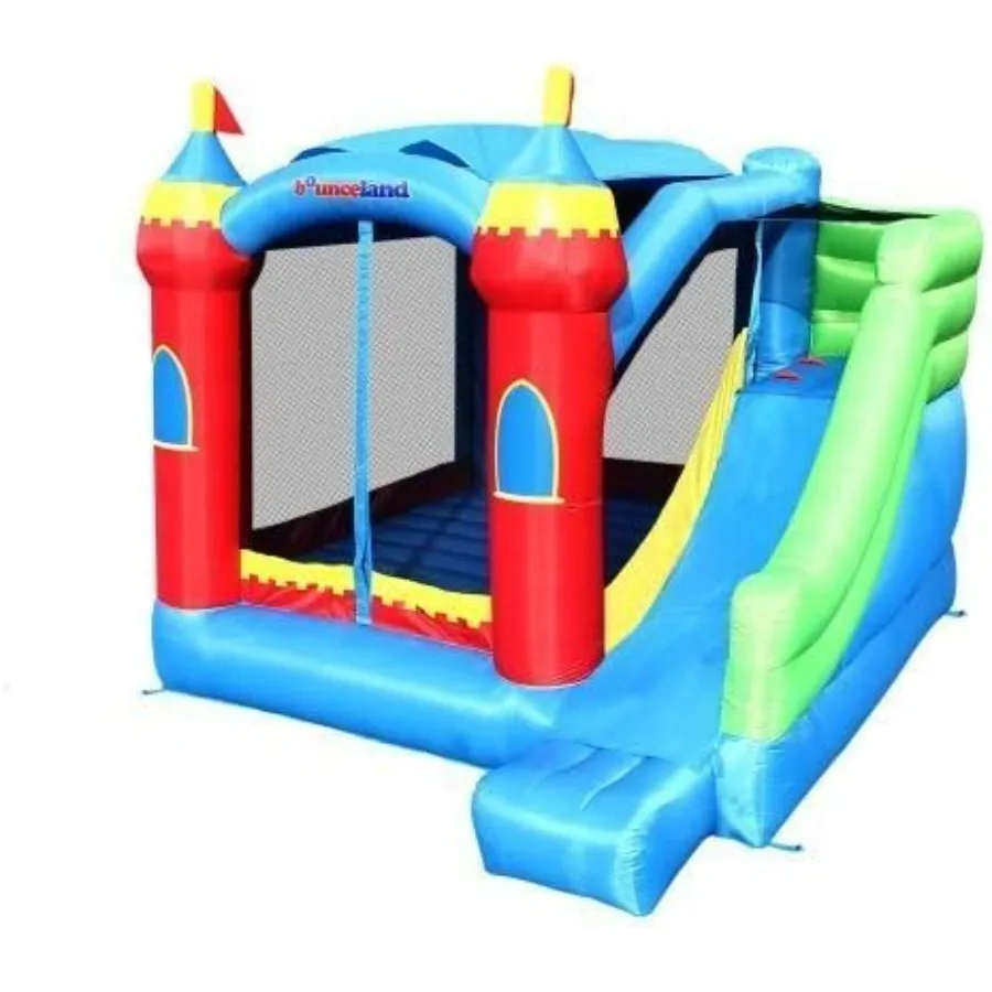 

Royal Palace Inflatable Bounce House, with Long Slide, Large Bouncing Area, Basketball Hoop and Sun Roof, 13 ft x 12 ft x 9 ft H