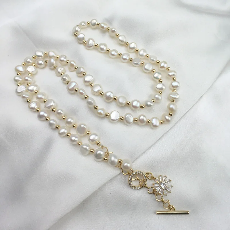 

Baroque Pearl Necklace Women Long Sweater Chain Jewelry