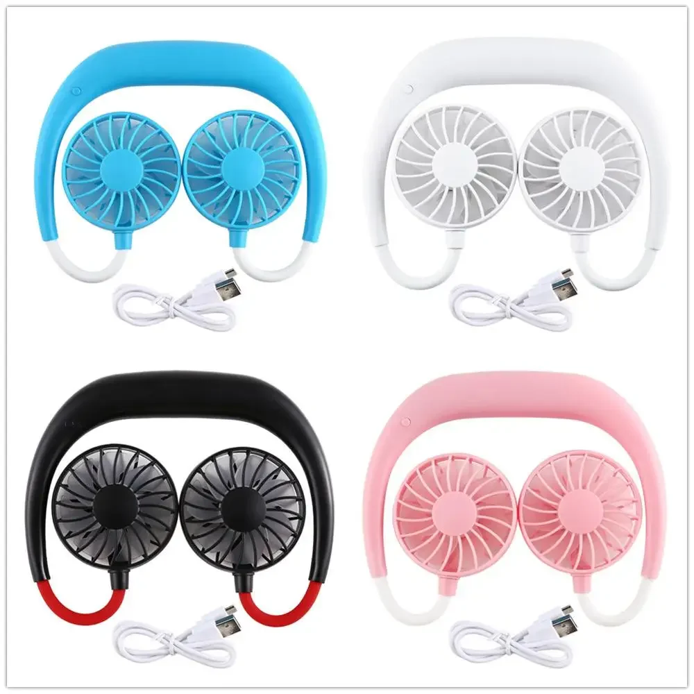 Hands-Free Neck Band USB Rechargeable Dual Fan Mini Air Cooler Summer Portable 2000mA Sarmocare Portable ceiling fan Eyelash fan