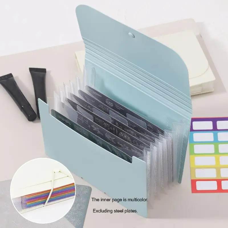 A6 Orgeltas Rechthoekige Nail Art Stempelplaathouder 7Slot Lege Sjabloon Organizer Boekje Nagelplaat Case Manicure