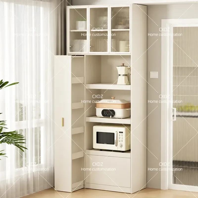 Pull Out Side Cabinet Integrated Against Wall Kitchen Appliance Storage Rack Seamless Gap Filler Locker for Narrow Space