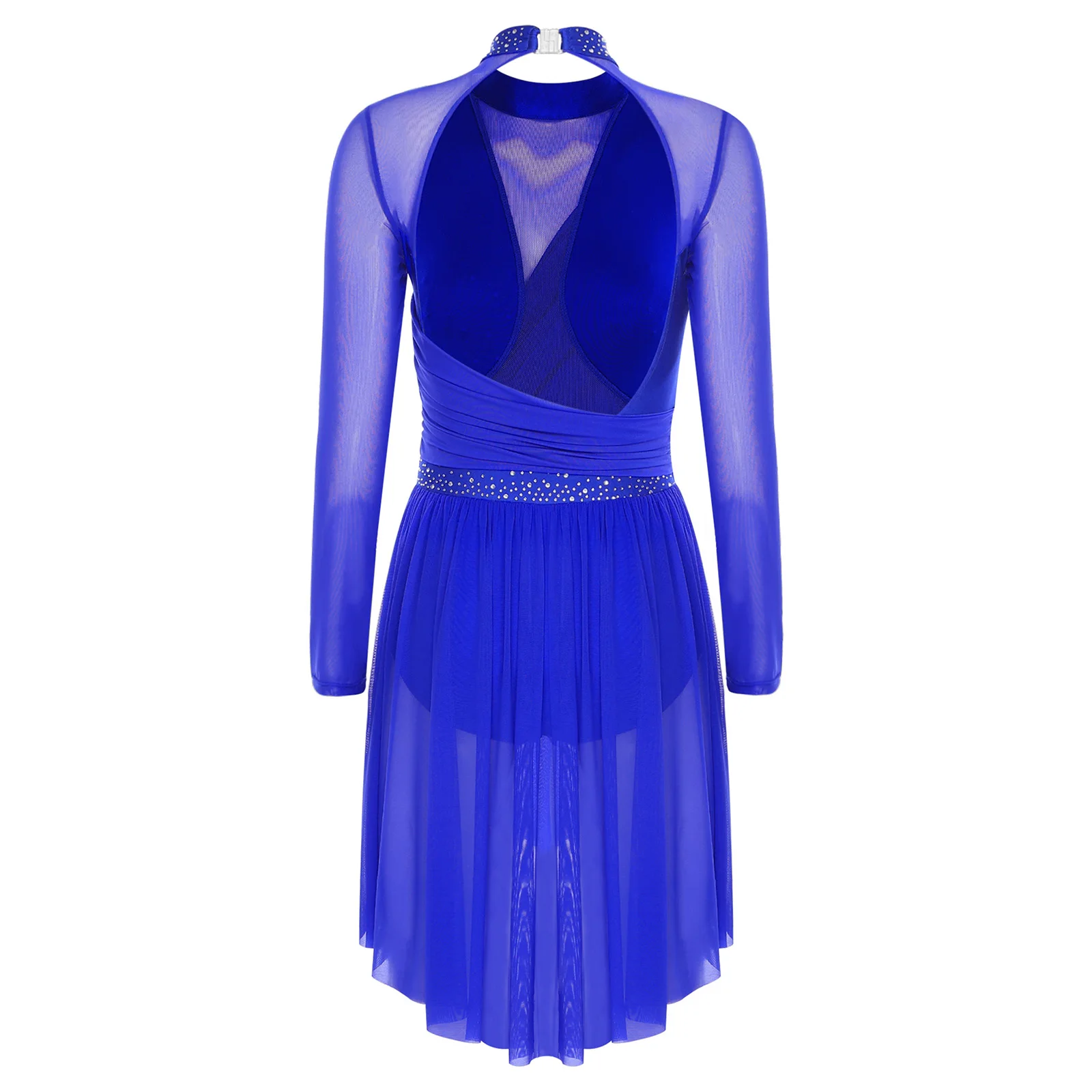 Women Dance Dress Modern Contemporary Dance Costumes Lyrical Ballet Shiny Rhinestone Performance Dress Figure Skating Costume