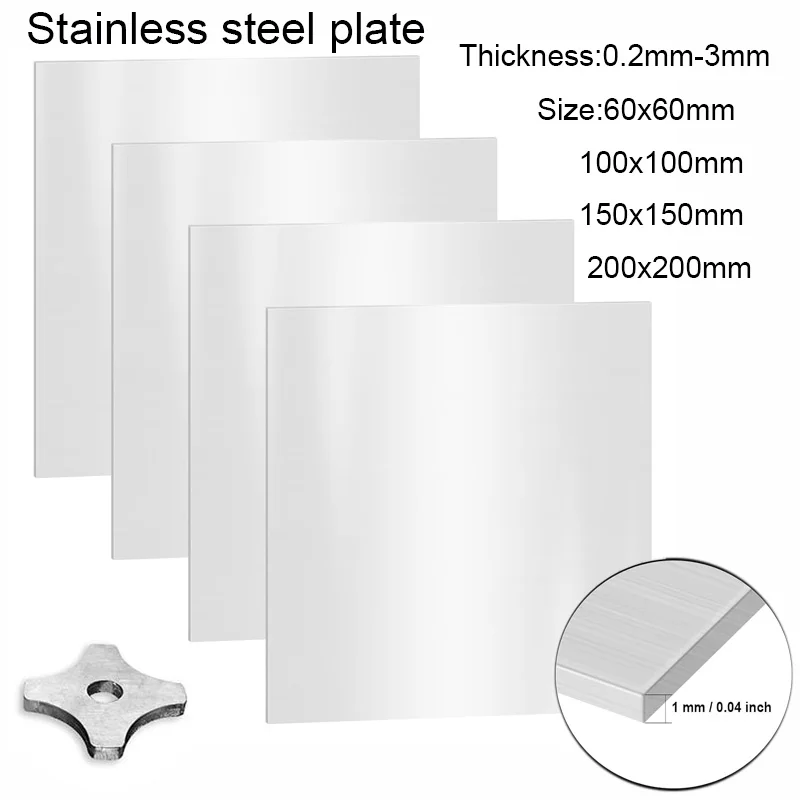 placa de espessura 023 mm placa quadrada de aco inoxidavel 100x1 mm 150x150 mm 200x200 mm folha de aco inoxidavel aco inoxidavel pecas 01