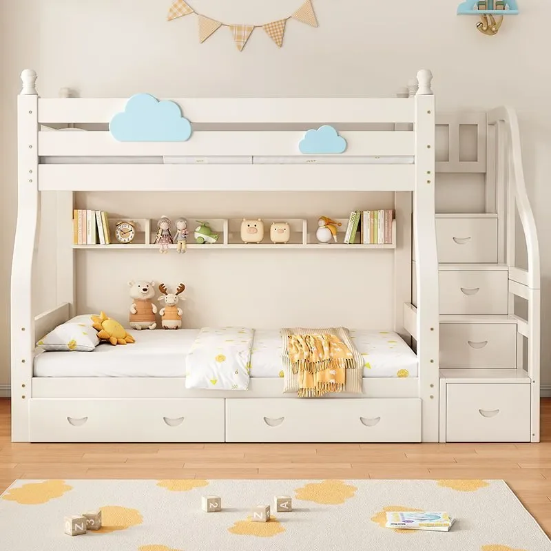 for Children and Adult Solid Wood Bunk Bed with Ladder Upper and Lower Double Deck High Low Household Mother Child Bed