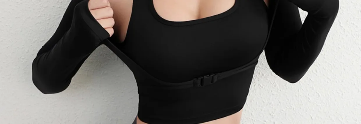 Herbst Sport Damen Oberteile Modische Langarm-Trainings-Tops mit Daumenlöchern Fitness Crop Yoga-Top – Detail 26