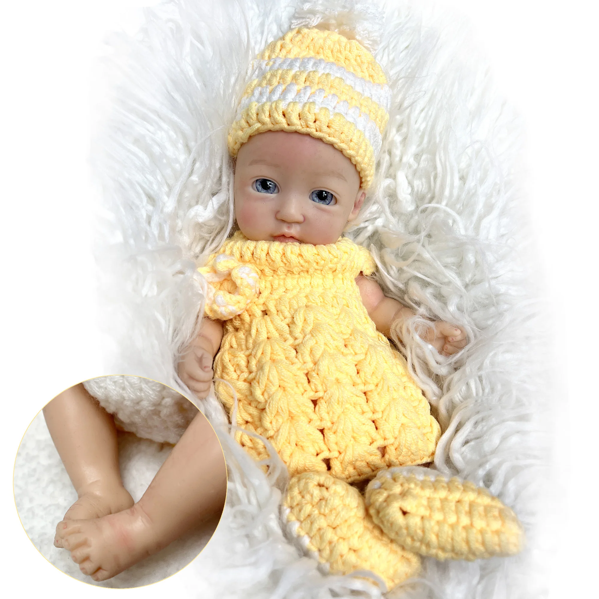 

28CM Reborn Dolls Full Solid Silicone Painted/Unpainted Lifelike Mini Bebe Reborn Doll Boy/Girl De Silicona Cuerpo Entero