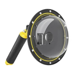 1 Set Waterproof Case Dome Port Underwater Housing Skin with Floating Hand Grip for Action 3/4 Sports Camera 30m Depth