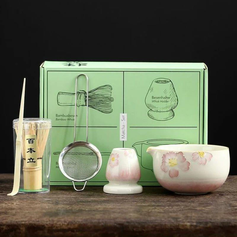 

Ceramic Bamboo Japanese Matcha Tea Set Making Set with Bowls Whisk&Holder Teaspoon Tea Ceremony Accessories Matcha Giftbox