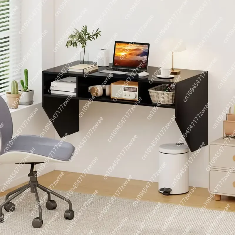 Wall-Mounted Floating Laptop Desk with 3 Storage Compartments Computer Desk