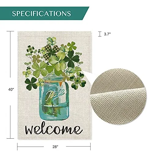 AVOIN Welcome Watercolor Lucky Clover St Patricks Day House House Size-28 x 40