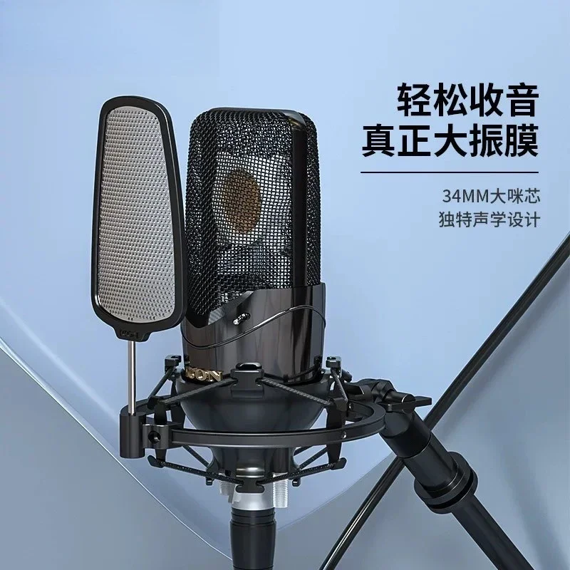 Professional condenser microphone, recording dedicated live streaming host 48V singing Karaoke microphone set