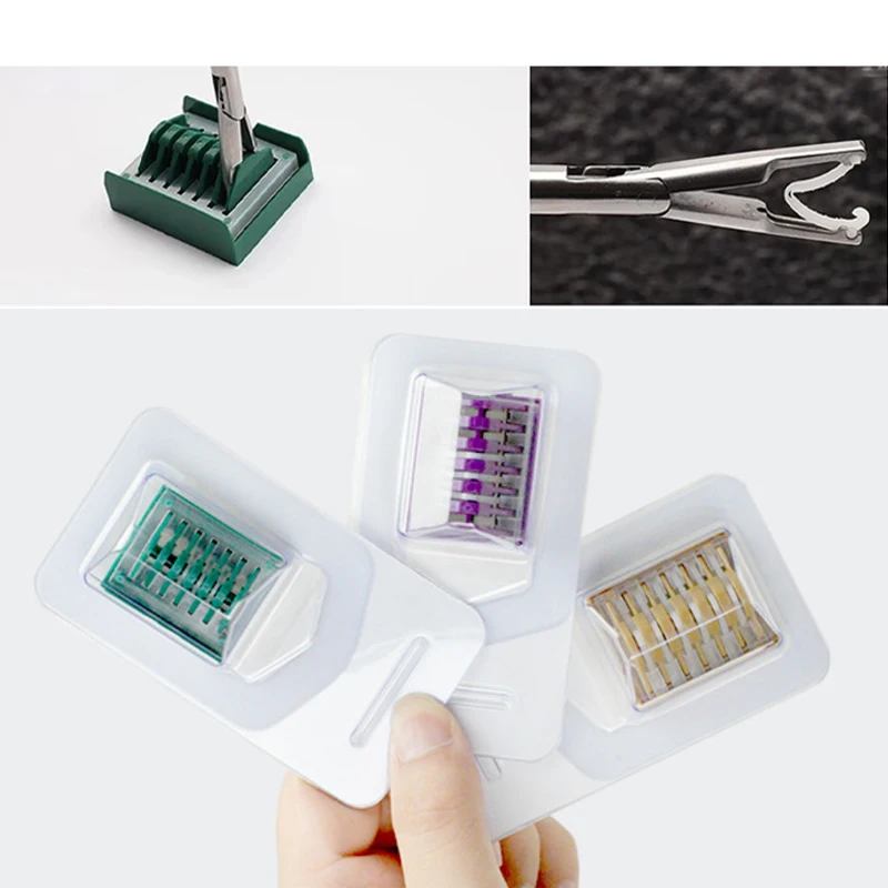 Medical tissue clips - plastic laparoscopic polymer ligation clips, hemostatic clips, endoscopic surgery vascular clip tools