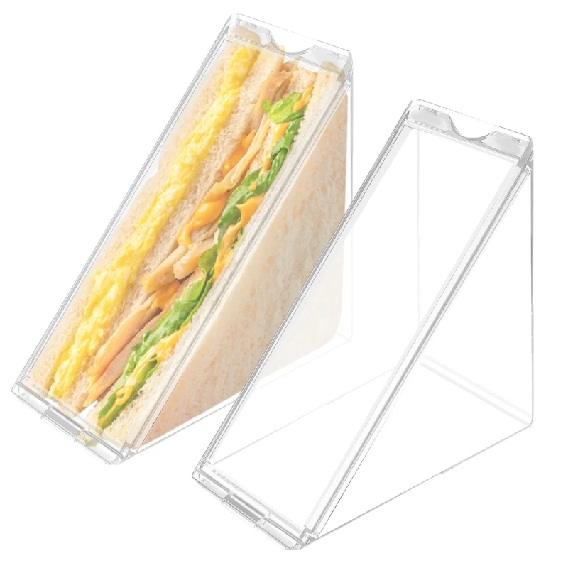 Set of 2 Clear Sandwich Holder Lunch Box with Lid Portable Sandwich Case ABS Texture Suitable for Picnics and Office