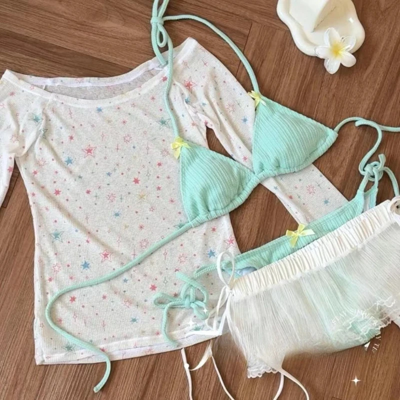 2025 New Sexy Swimsuit Women Korean Fashion Hanging Suit Hot Girls Summer Beach Party Swimsuit Outfits Chic