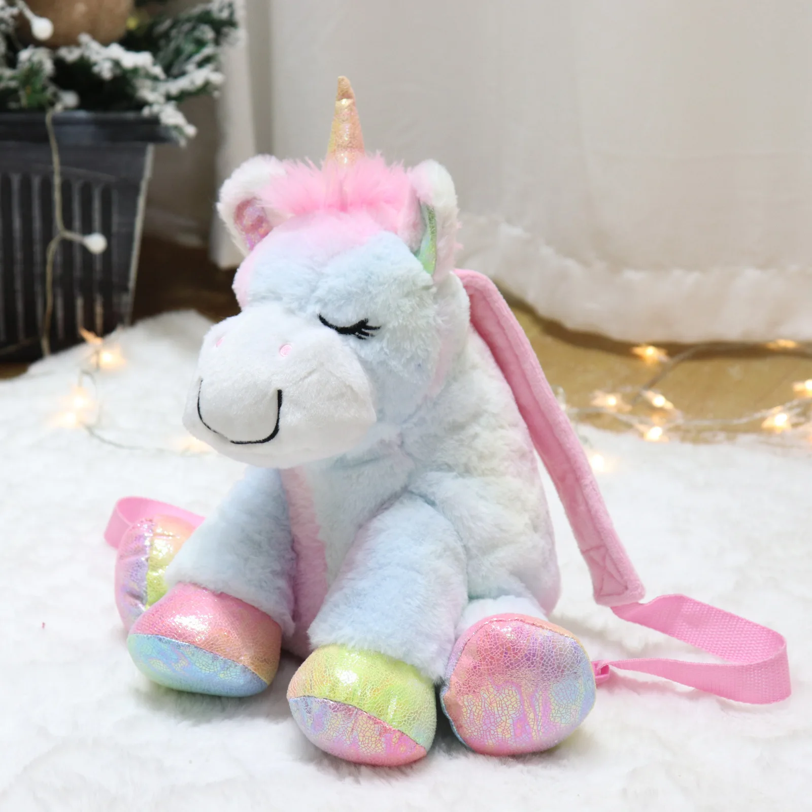 360mmCartoon Bag Colorful Unicorn Action Backpack Cute plush macaron color unicorn backpack