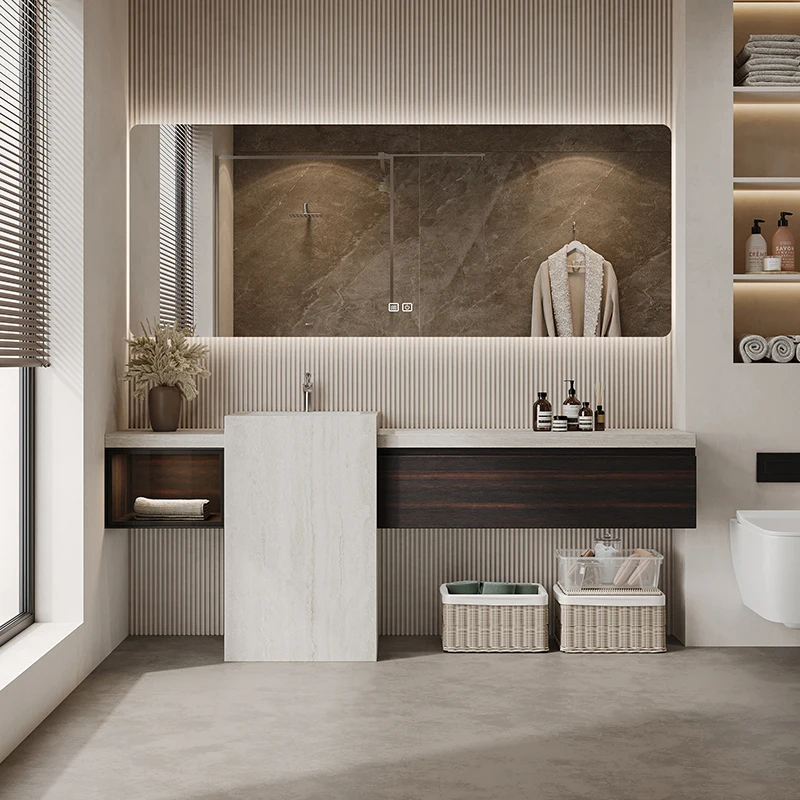 

Decors Rustic Bathroom Cabinet Standing Brown Smart Mirror Bathroom Cabinet Storage Narrow Meuble Salle De Bain Furniture Home