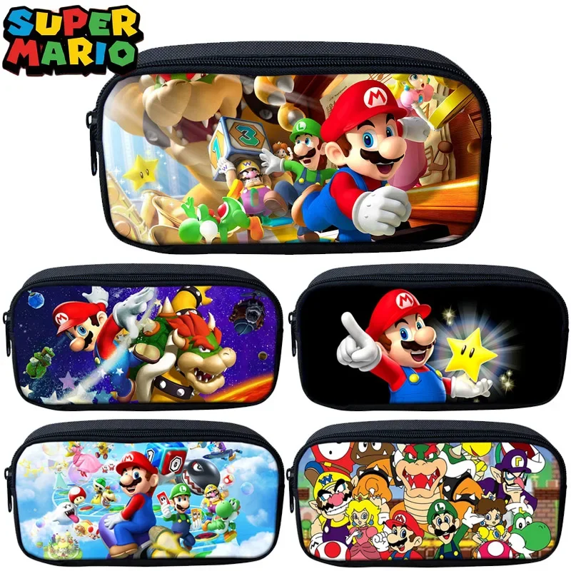 Bolsa de lápices de Super Mario Bros, estuches escolares estéticos de gran capacidad, soporte de papelería para niñas, estuche para bolígrafos para niños, suministros escolares