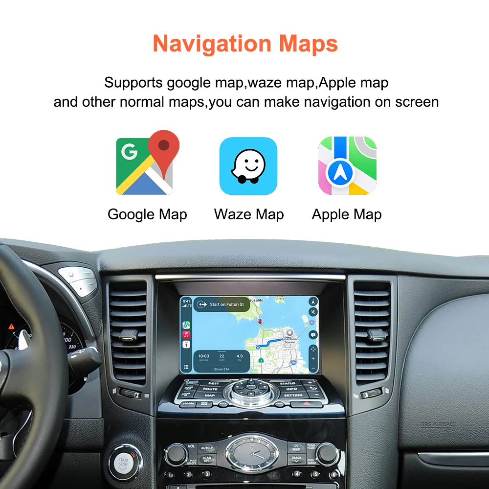Bonroad Wireless CarPlay Android Auto Nachrüstsätze für HD-Bildschirm Infiniti QX70 FX37 FX35 QX50 EX25 EX37 QX80 QX56 Mirror Link – Detail 10