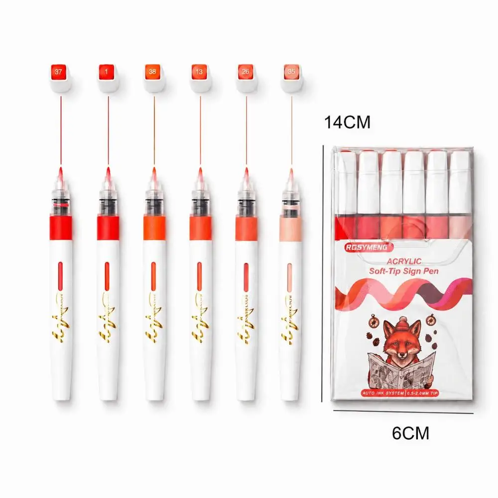 48 60Pcs Direct Liquid Brush Pen Set 6 Colors Fineliner Drawing Pens For Calligraphy