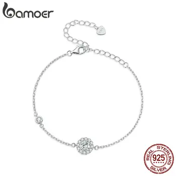 BAMOER Moissanite Halo Bracelet for Women, Lab Grown Diamond 925 Sterling Silver Elegant Chain Bracelet