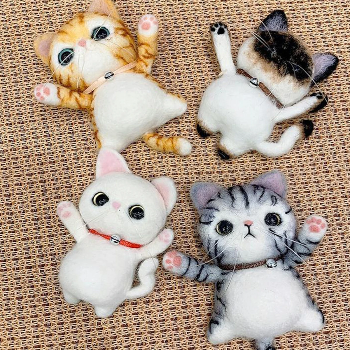 

DIY Wool Felt Accessories H made Cat Brooch Kit Needlecrafts Felting Material Package Cute Kitten Design Durable Safe Home