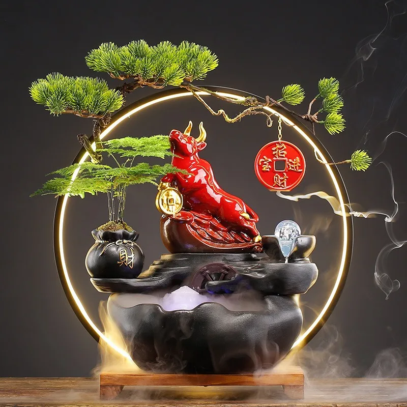 Opening and Moving Gifts Lucky Cat for Attracting Wealth, Flowing Water for Generating Wealth, Living Room Home Decoration Craft view 5