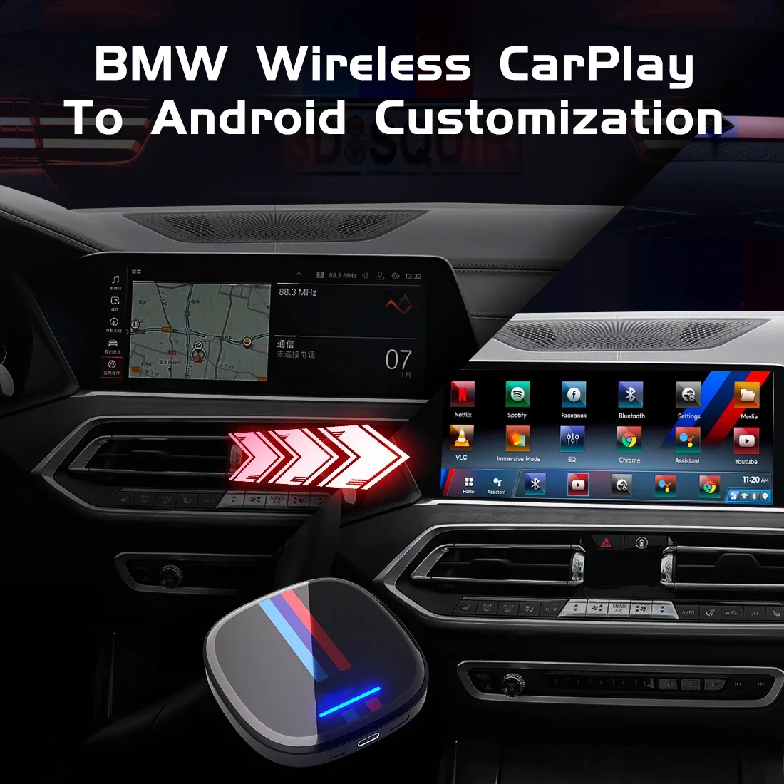 Latest Android AI Carplay Smart Box 4+64GB Carplay Wireless Dongle Android Auto AI BOX Wireless Carplay Adapter for BMW