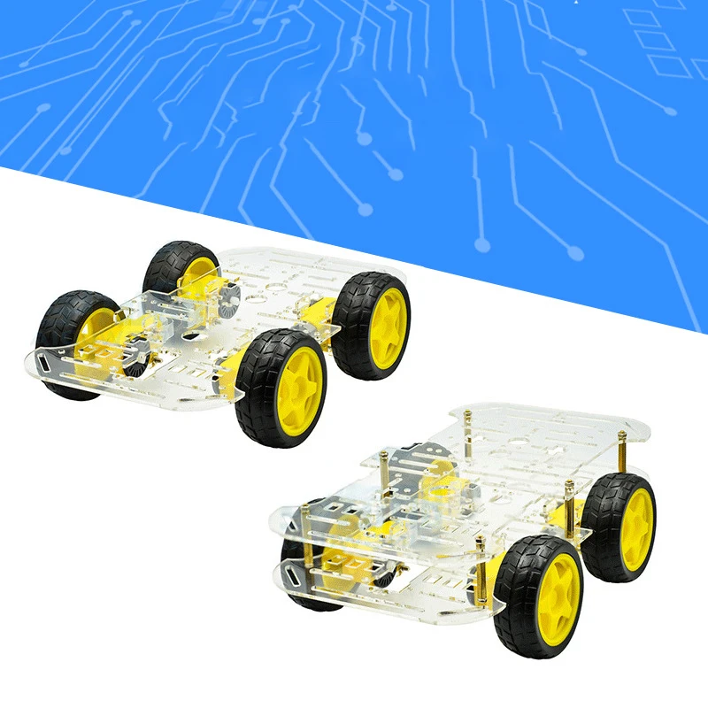 4WD wheel smart trolley chassis kit DIY robot programming trolley chassis frame tracking and obstacle avoidance 4WD trolley