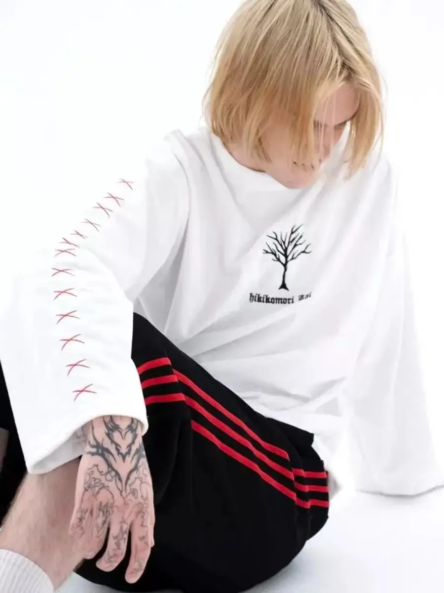 Chemises à manches longues en pur coton, gothique foncé, Punk, bandes dessinées amusantes imprimées pour Couples, sweat-shirt fin pour femmes, haut tendance d'automne