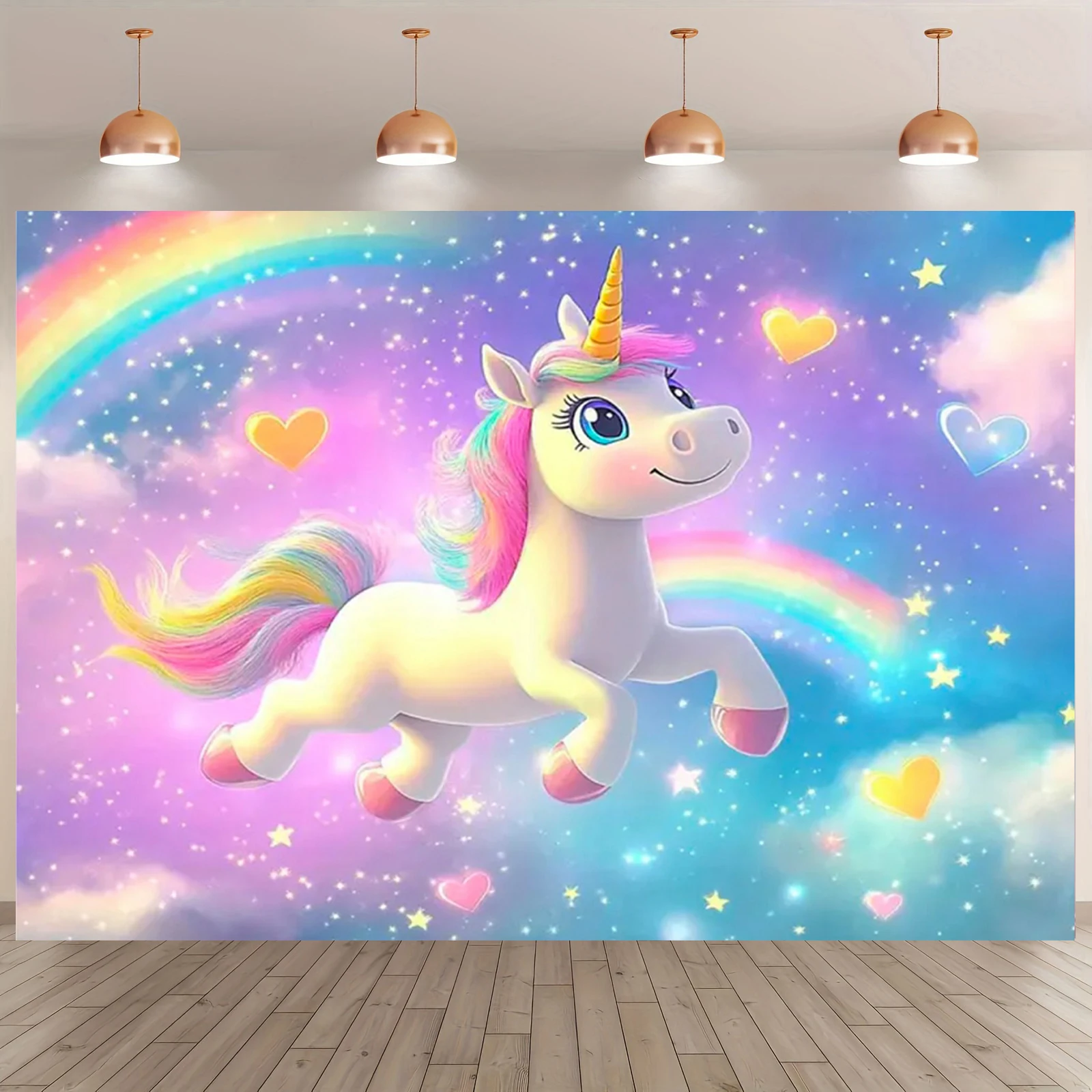 Rosa 3D Einhorn Hintergrund Mädchen Geburtstag Party Kuchen Tischdekoration Lieferungen Banner Baby Taufe Geschenk Fotografie Requisiten – Detail 18