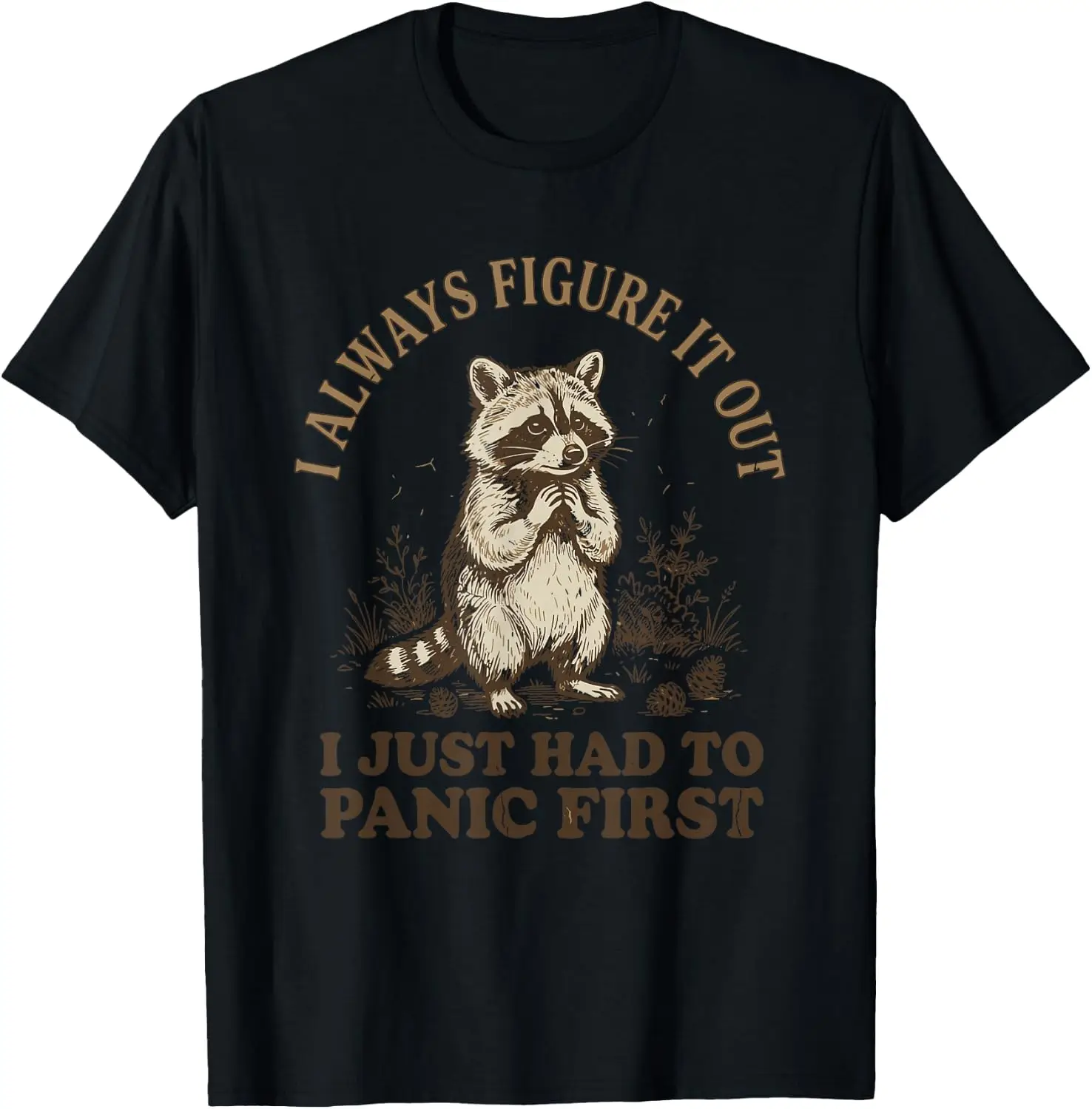 Anxiety Raccoon Funny Mental Health Graphic T-Shirt 100% Cotton Trendy Y2K Short-Sleeve Tee – Soft, Quick-Drying, & Moisture-Wicking; Ideal for Sports or Casual Wear; Great Gift for Christmas or Halloween.
