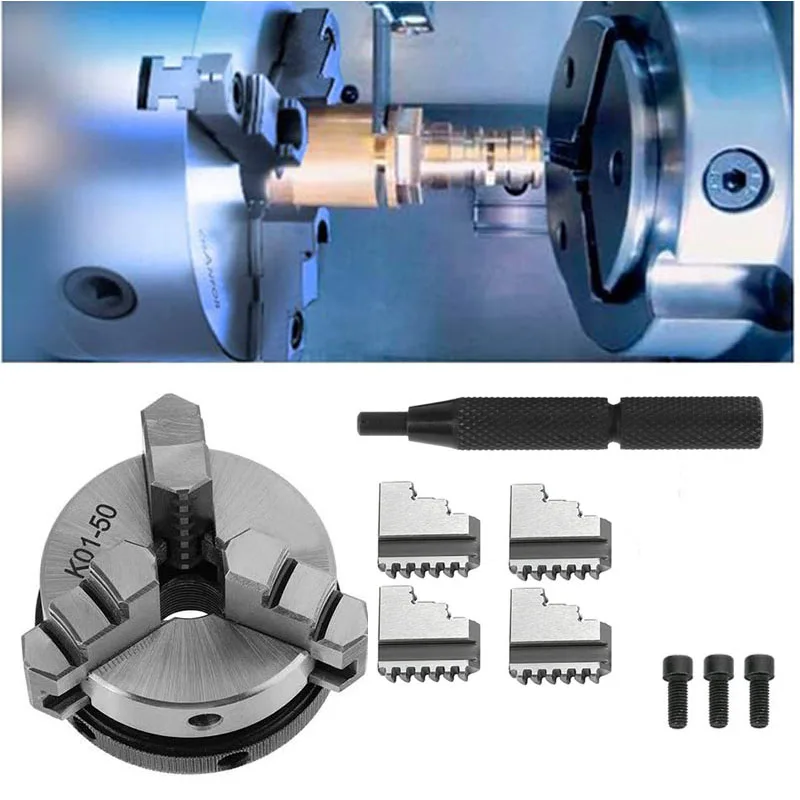 SENO K01-50 Lathe Chuck Three Jaw M14*1 Connecting Rod for K01-50/63/80/100 Self-Centering Mini DIY Metal Wood Lathe Tools