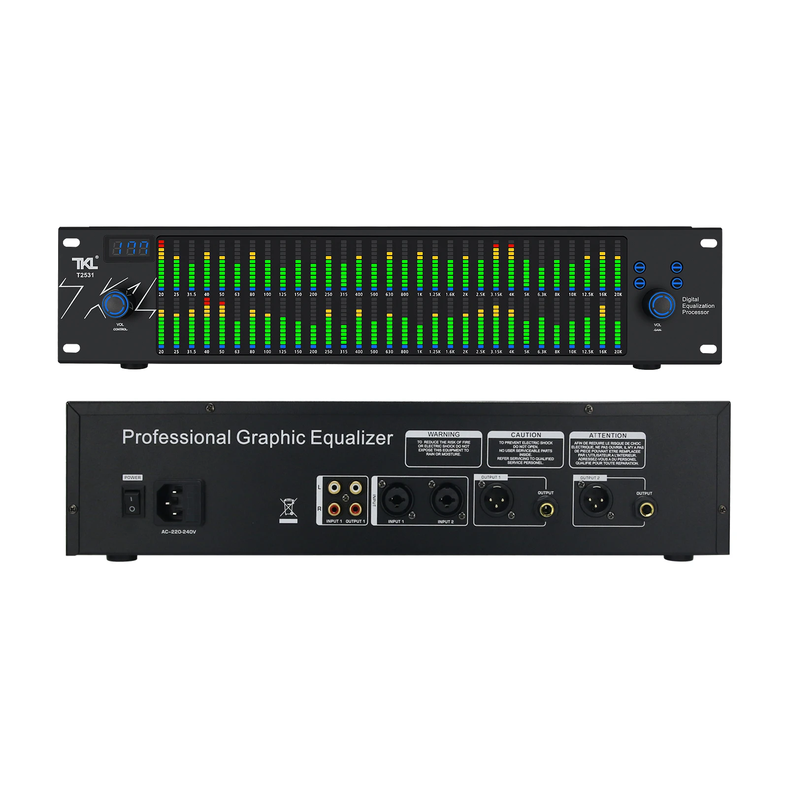 TKL T2531 Audio Processor Two 31-Band Spectrum Display Professional Graphic Equalizer For Home Stage