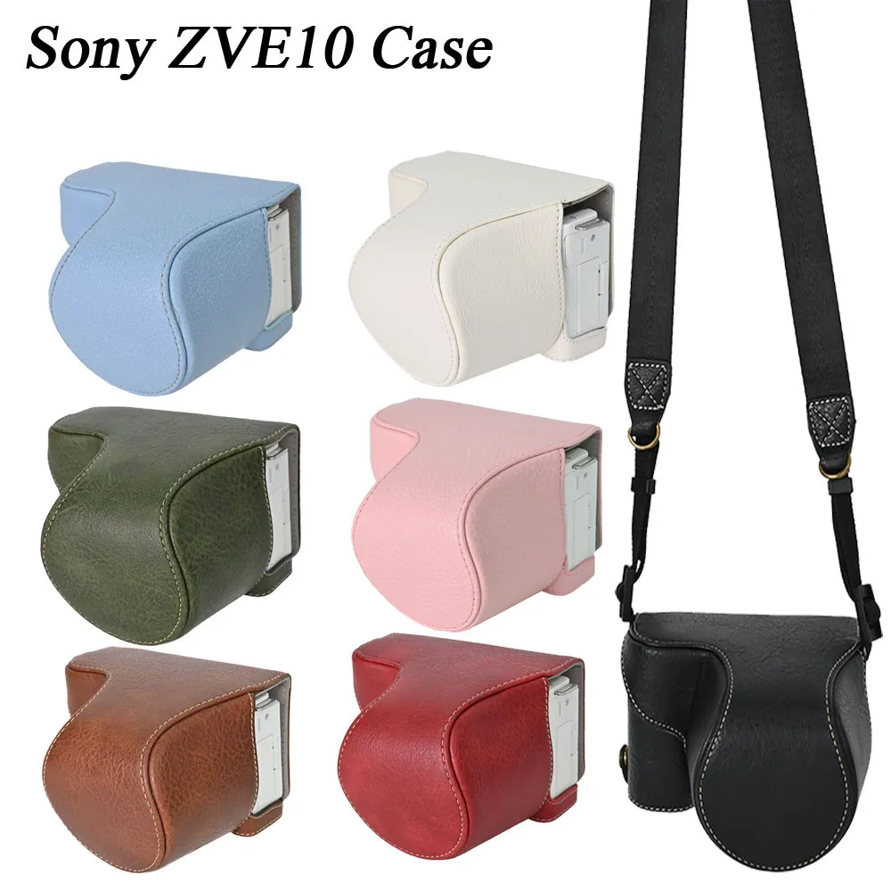 

Luxury Sony ZVE10 Camera Bag Pu Leather Camera Case Pouch For Sony ZVE10 ZV-E10 16-50mm Open Battery