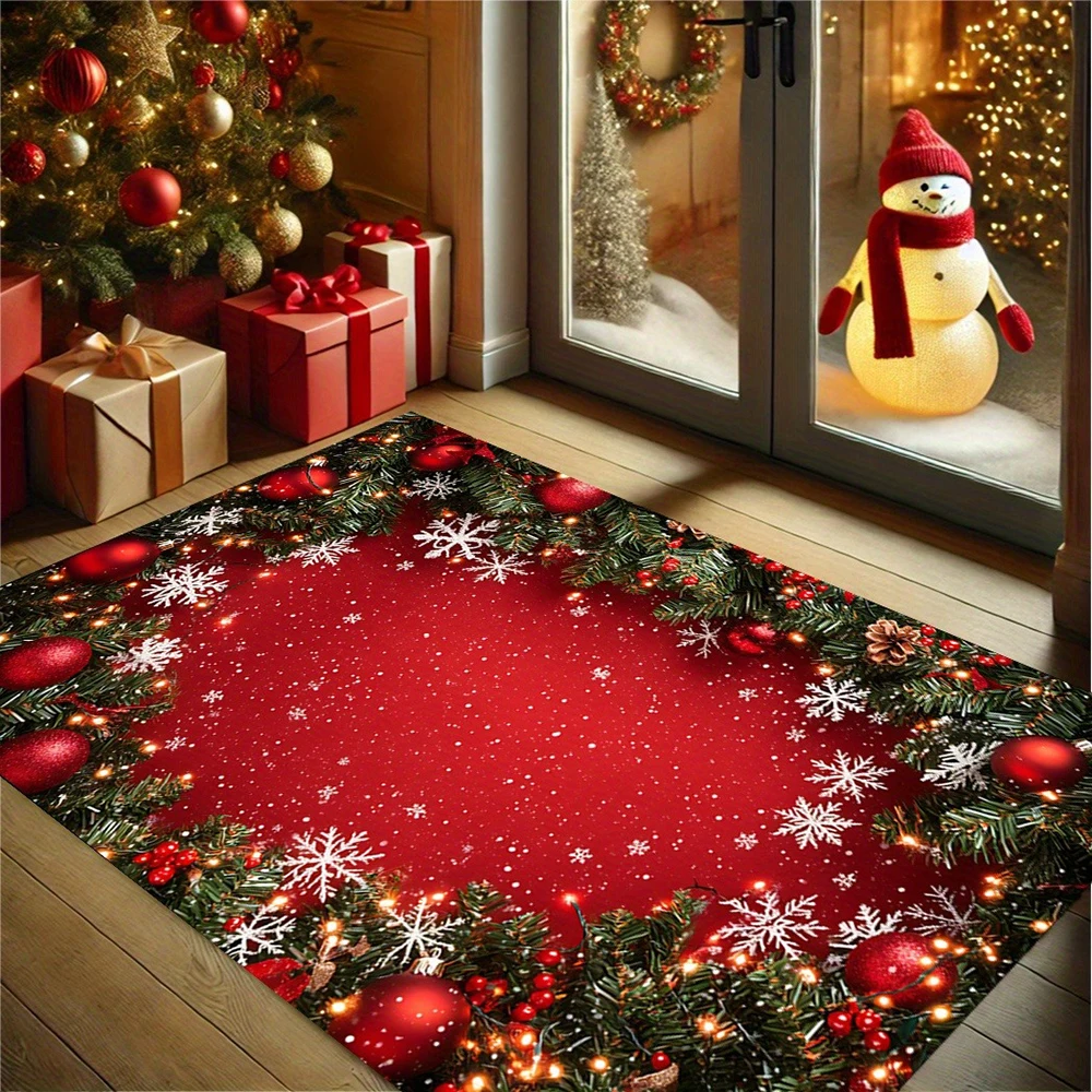

1pc Santa Claus Christmas Floor Mat , Holiday indoor and outdoor rear front door welcome mat winter door mat.